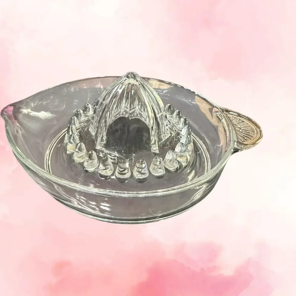 Vintage Made in Italy Glass Citrus Juicer Reamer Seed Dam Hobnail Retro Kitchen